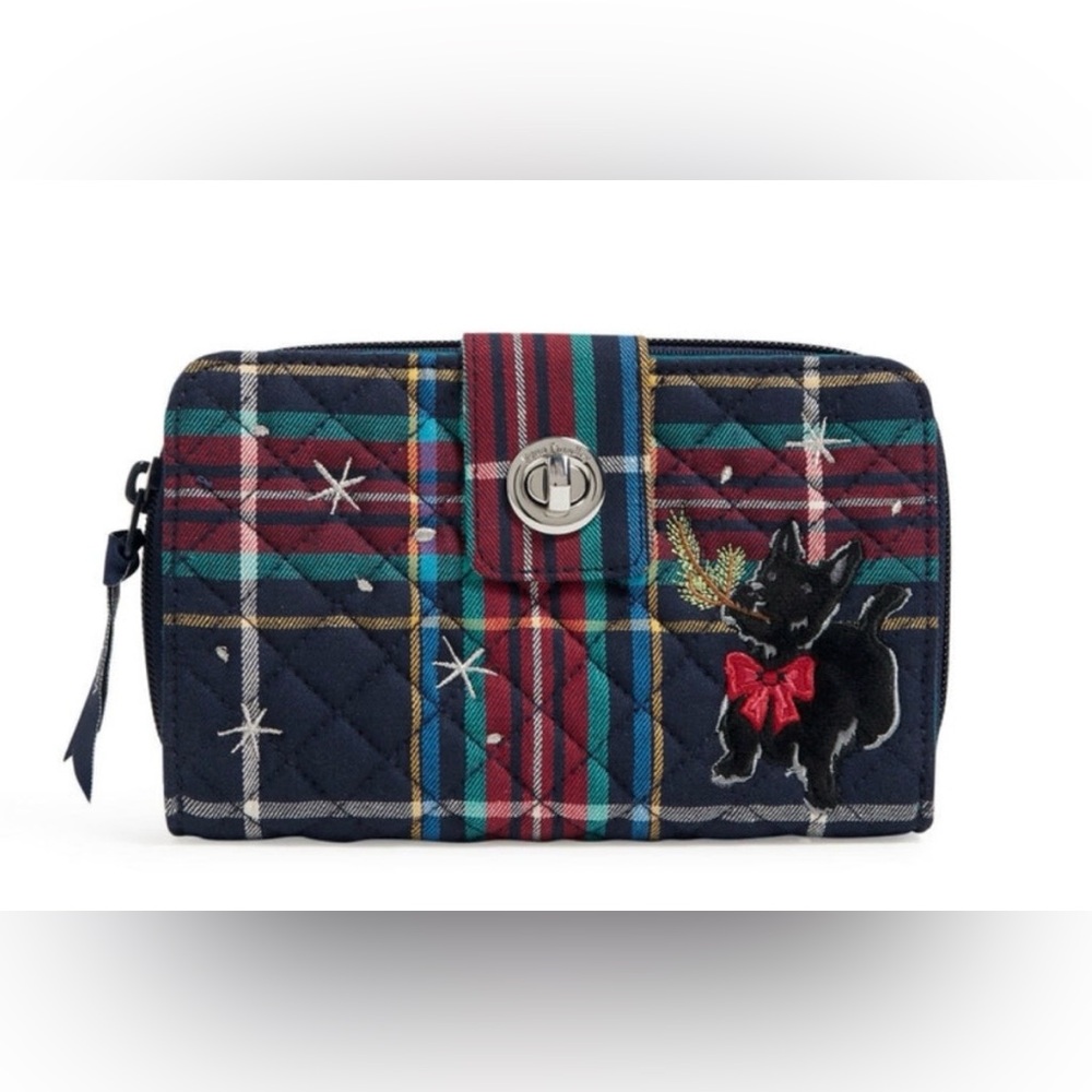 Vera Bradley Navy Plaid Wallet with Scottie Dog Patch